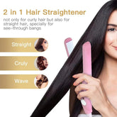 2-in-1 Mini Hair Straightener & Curler – Portable Thermostatic Ceramic Flat Iron for Dry & Wet Hair Styling
