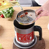 High Quality 1.4L Fryer Oil Filter Pot – Carbon Steel Oil Can with Stainless Steel Strainer Kitchen Storage Jug