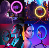 RGB Ringlight 26 CM MJ26 With Mobile Holder Adjustable Lighting For Photography Video Recording Makeup And Live Streaming