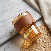 Premium Amber Glass Coffee Tumbler