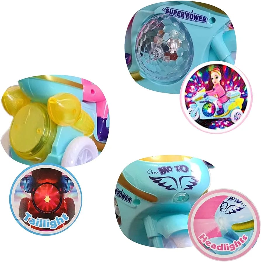 Princess Motorbike Toy With Lights Music And Dolls Pretend Playset Bump N Go Vehicle For Girls Kids Age 3 Plus