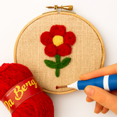 3D Embroidery Punch Needle Kit with 10 Inch Wooden Hoop, Jute Cloth (20x36 inch), Thread, Scissors & Tools – Complete Handcraft Embroidery Set