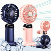 Rechargeable Hand Fan with LED Display | 5 Speed Modes Portable Mini Handy Fan