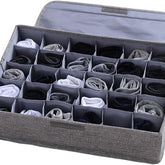Underwear Socks Storage Organizer with Lids Foldable Closet Drawer Divider 24 Cells, Storage Box