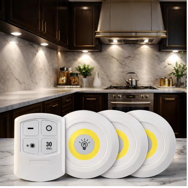 3 Pec Tap LED Light With Remote Control Cell Operated