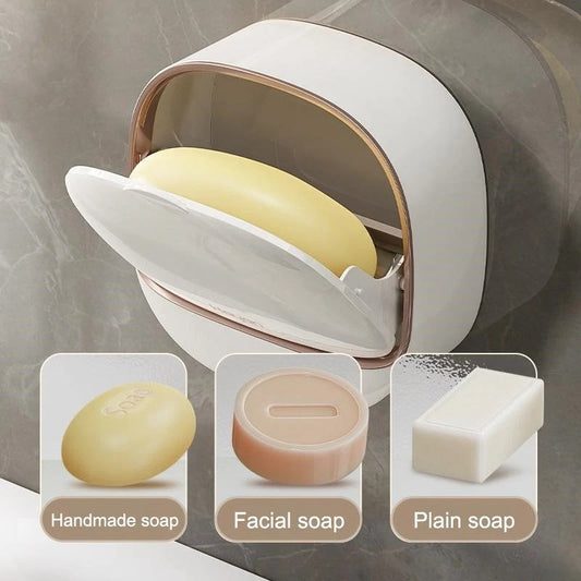 1PC Soap Box Wall Mounted Light Luxury Soap Holder Punch Free Drain Laundry Soap Box Easy Cleaning