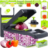 Multifunction Vegetable Chopper & Mandoline Slicer with 8 Interchangeable Stainless Steel Blades