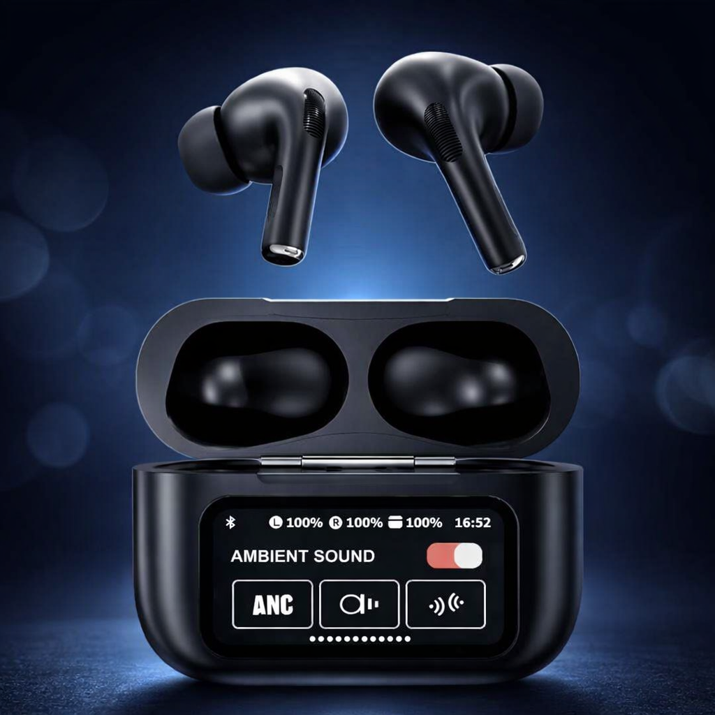 AirPods X Digital Touch Screen Wireless Earbuds – Black Edition