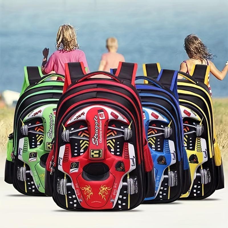 Kids Racing Car Nylon Backpack | Lightweight School Bag for Boys & Girls