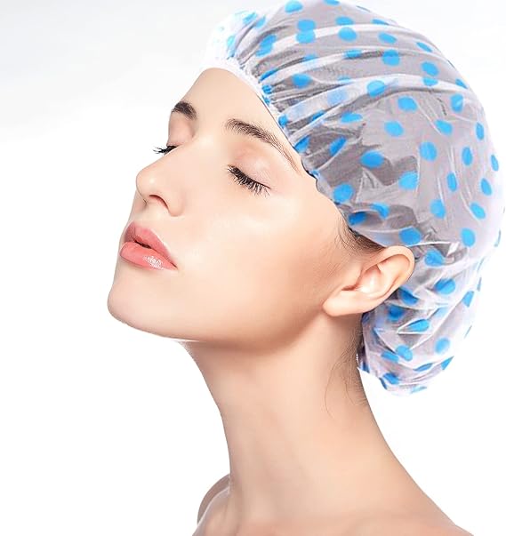 (pack of 6) Shower Caps Waterproof Shower Cap for Women Reusable Shower Hat Bath Caps with Elastic Band,