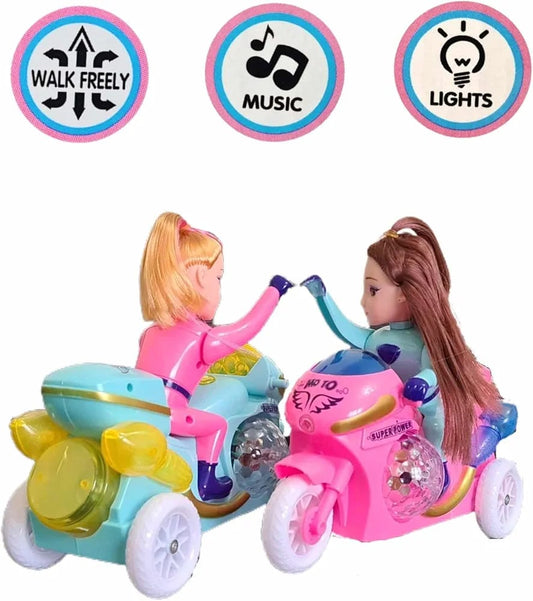 Princess Motorbike Toy With Lights Music And Dolls Pretend Playset Bump N Go Vehicle For Girls Kids Age 3 Plus