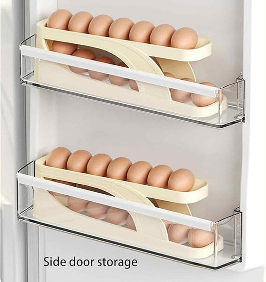 15 Egg Storage Box Rolling Design Space Saving PP Refrigerator Organizer Multi Layer Egg Holder
