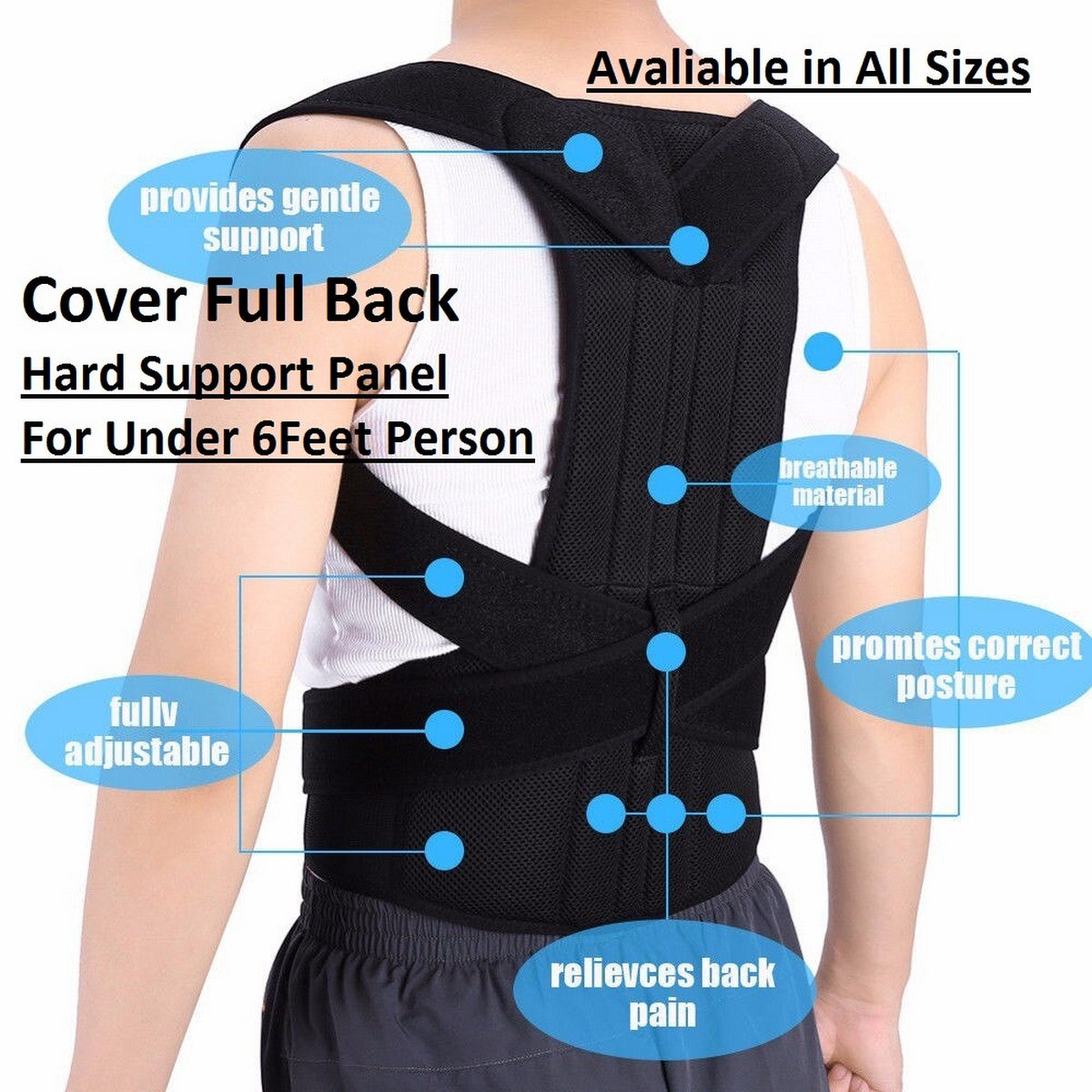 Adjustable Back Support Belt | Posture Corrector | Spine & Shoulder Support Brace