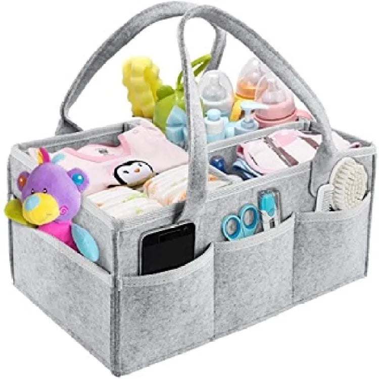 Foldable Baby Diaper Caddy Organizer - Portable Storage Basket