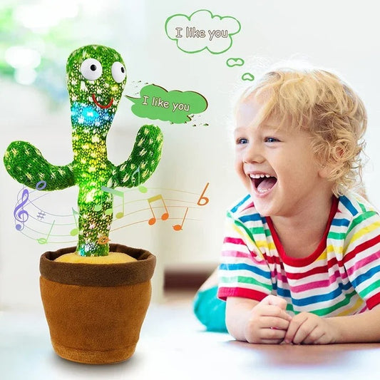 Dancing Cactus Toy – Singing, Talking, Voice Recording Plush with USB Rechargeable Function – Fun Educational Gift for Babies and Kids (Ages 6 Months & Up) - Rechargeable - With Cap
